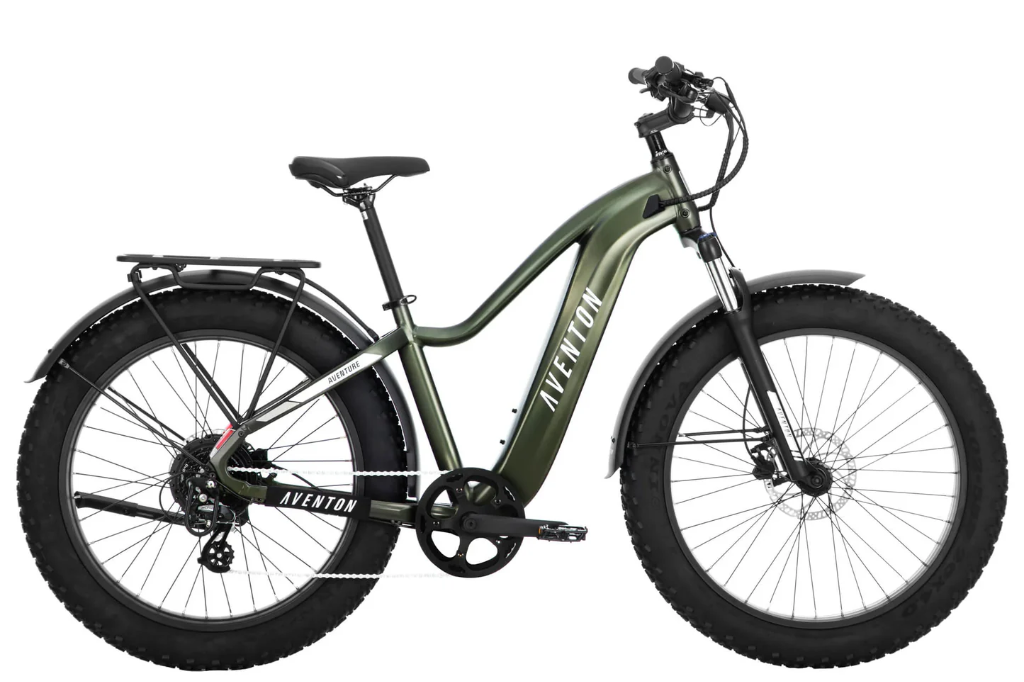 Army Green Aventon Aventure.2 E-Bike Step-Over